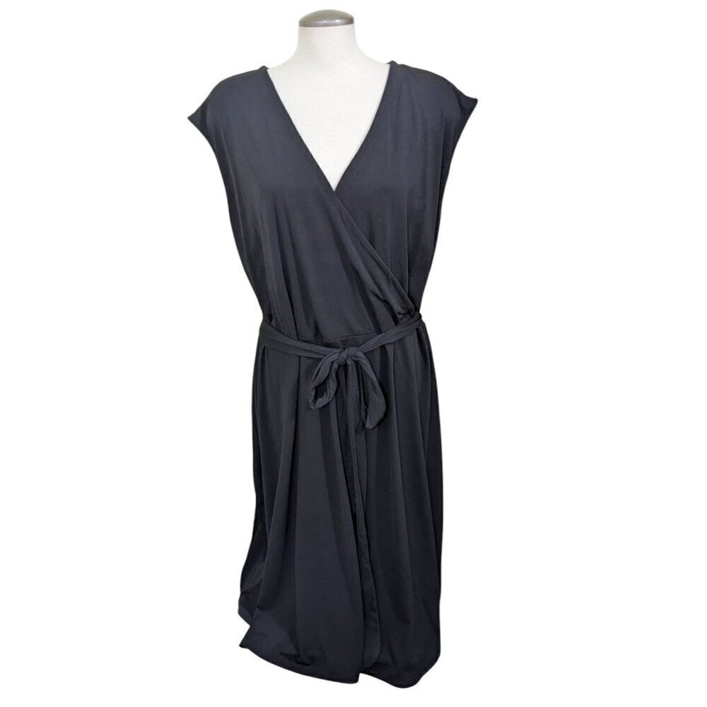 Love and Legend Dress Womens Plus 5X Black Surplice Belted Stretch Sleeveless